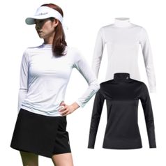 여성 여름 골프 상의 모크넥 무지 데일리 이너티 냉감 이너웨어