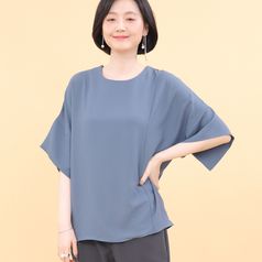 애비뉴투지 엄마옷 가오리 시폰 소매 루즈핏 봄 여름 반팔 블라우스 B05336