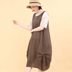 애비뉴투지 엄마옷 로하 린넨 마 옆주름 시원한 여름 민소매 원피스 K05358