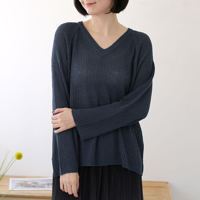 시스루 핫찌 브이넥 니트 JKN110