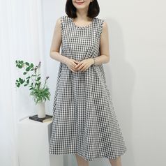 마오 체크 나시 원피스 FOP130