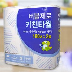 버블제로 키친 타올 휴지 화장지 주방 타올 180매2롤