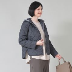 애비뉴투지 엄마옷 후드 다이아 퀼팅 누빔 배색 숏 경량 패딩 점퍼 J10367