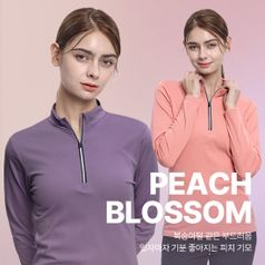 피치블라썸 여성 피치기모 긴팔 집업 티셔츠 등산 아웃도어(W4WT15)