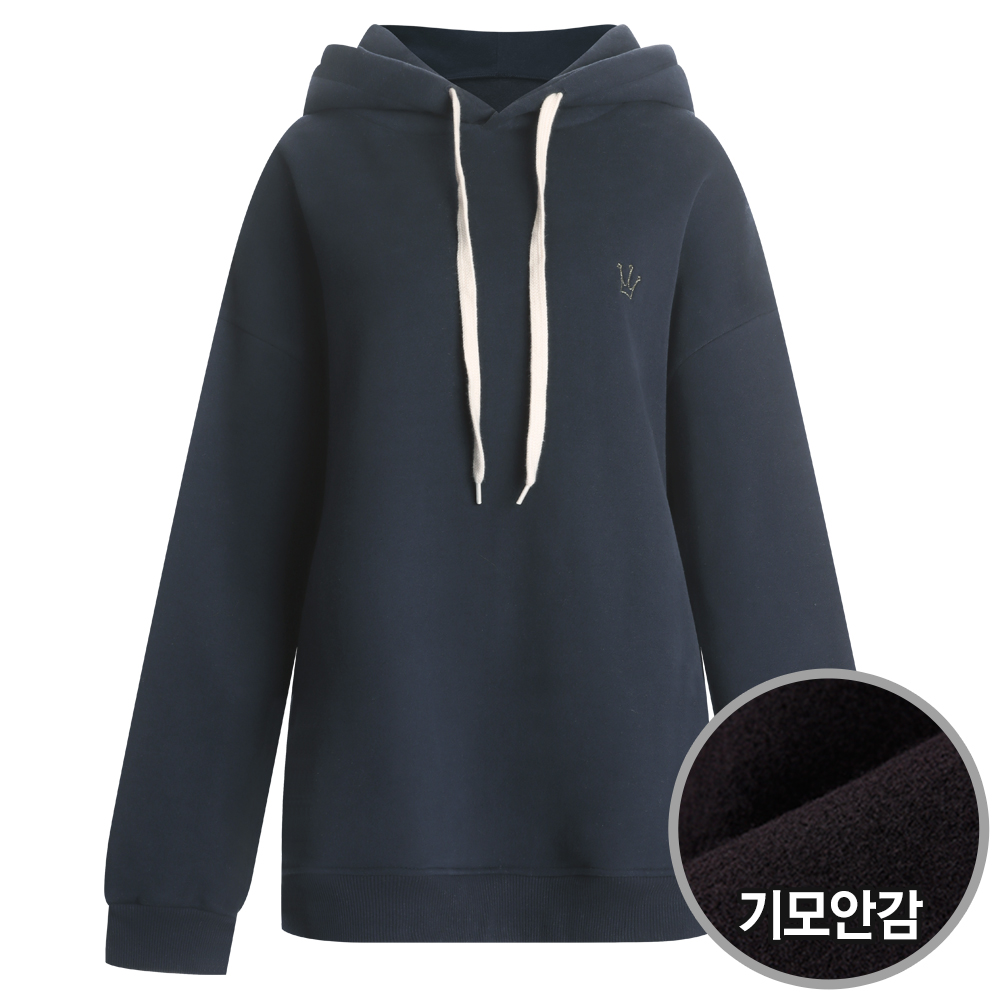 여성 국산 크라운 기모 후드 티셔츠 DAI-WSH-0676-네이비