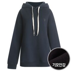 여성 국산 크라운 기모 후드 티셔츠 DAI-WSH-0676-네이비