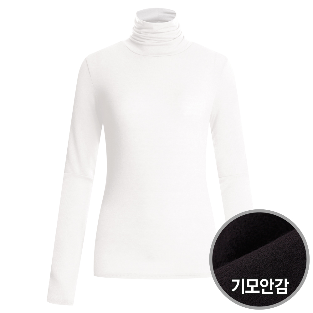 푸딩 여성 국산 이너 슬림핏 무지 텐셀 폴라 티셔츠 OZ.B-WSH-1221-아이보리