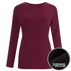 국산 여성 망고 기모 라운드 긴팔 티셔츠 DAI-WSH-0704-버건디