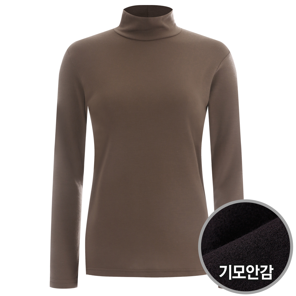 제니 국산 여성 하프넥 기모 이너 소프트 반폴라 티셔츠 DAI-WSH-1736-진베이지