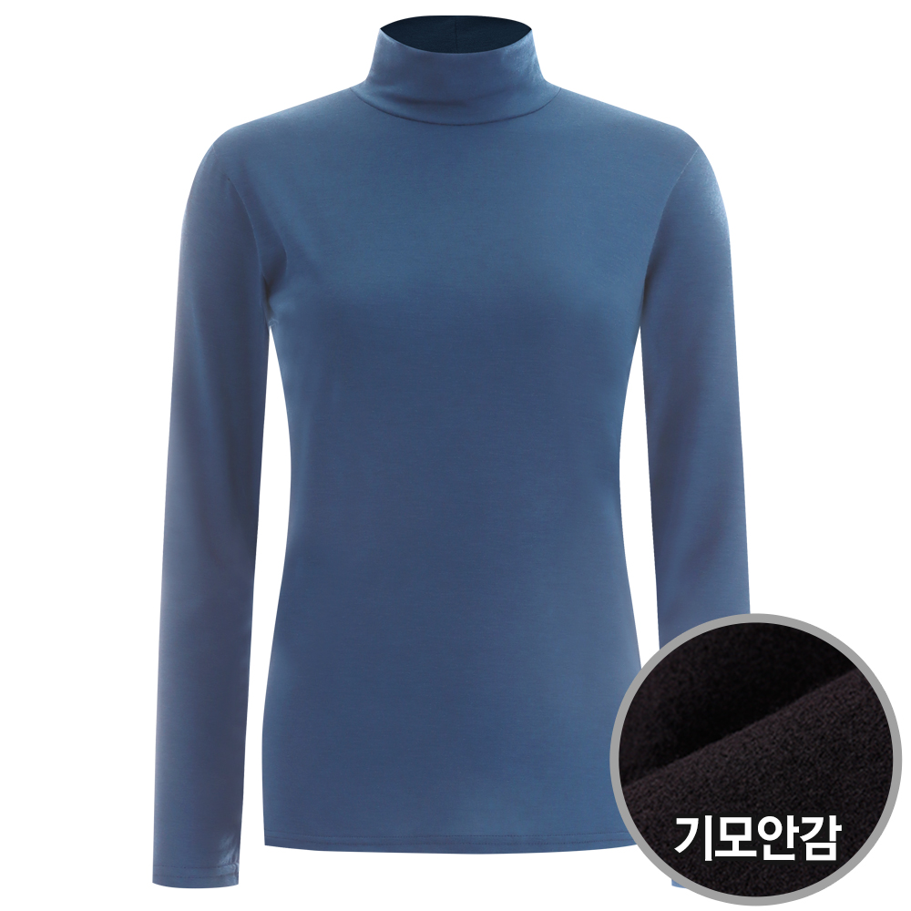 제니 국산 여성 하프넥 기모 이너 소프트 반폴라 티셔츠 DAI-WSH-1736-블루