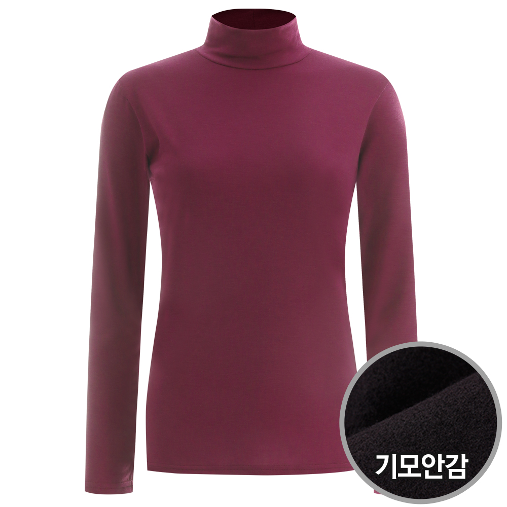 제니 국산 여성 하프넥 기모 이너 소프트 반폴라 티셔츠 DAI-WSH-1736-버건디