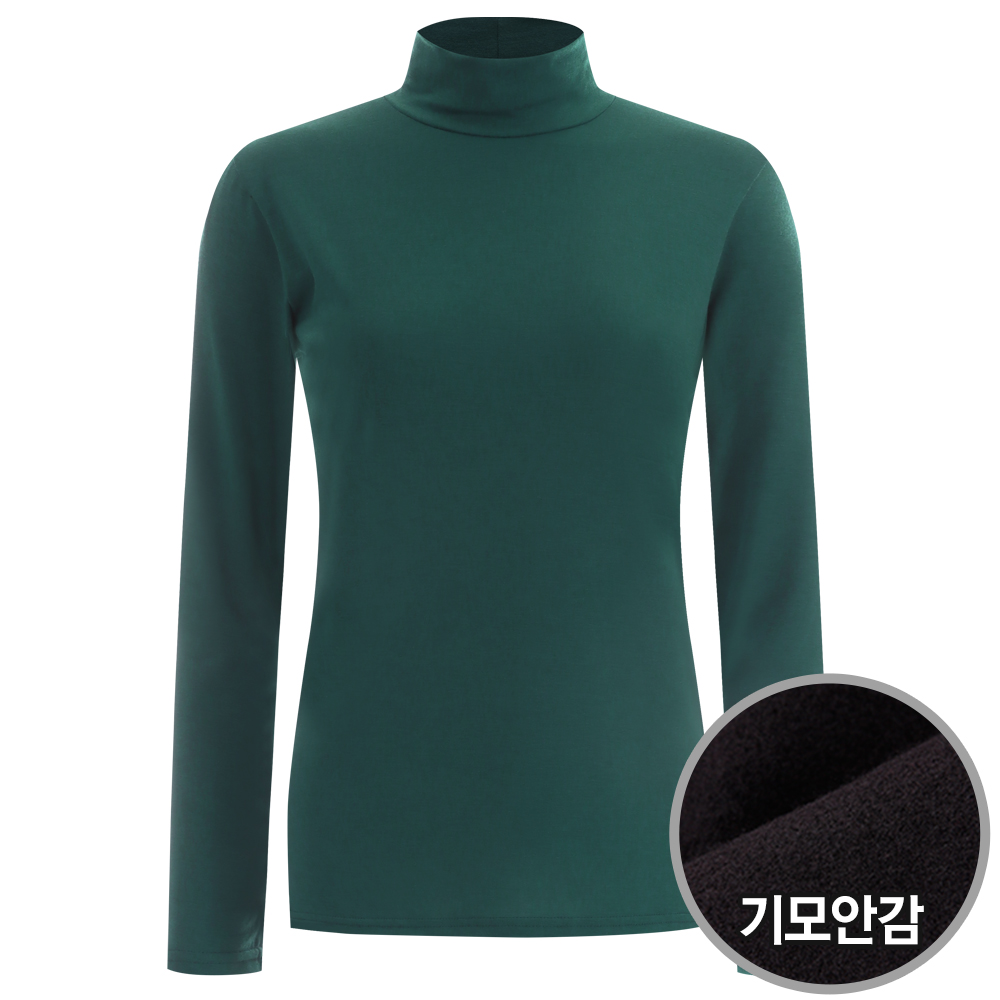 제니 국산 여성 하프넥 기모 이너 소프트 반폴라 티셔츠 DAI-WSH-1736-그린