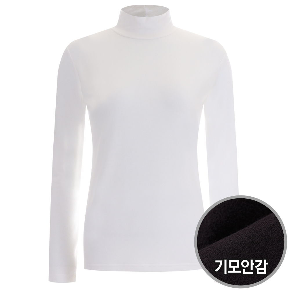 제니 국산 여성 하프넥 기모 이너 소프트 반폴라 티셔츠 DAI-WSH-1736-아이보리