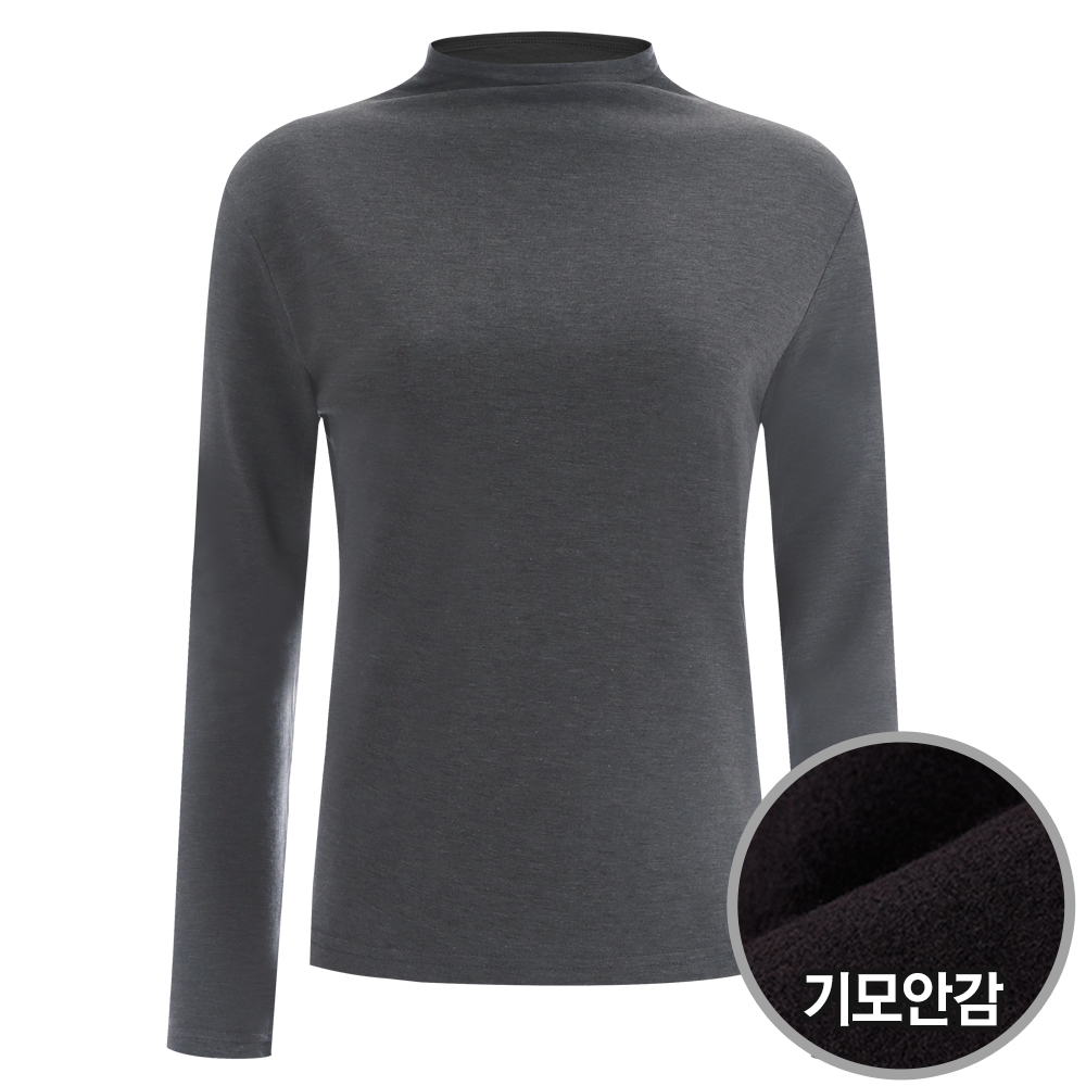 샤인 국산 여성 하프넥 기모 이너 소프트 반폴라 티셔츠 DAI-WSH-1735-차콜