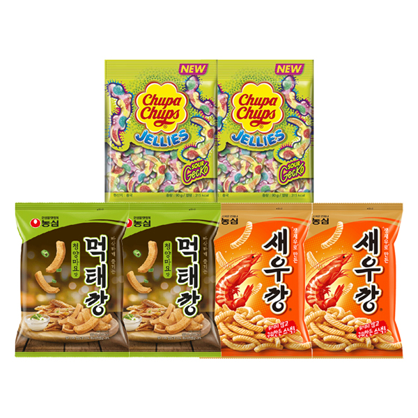 농심식품 농심 먹태깡 60g 2봉 + 새우깡 90g 2봉 + 사워게코 90g 2봉