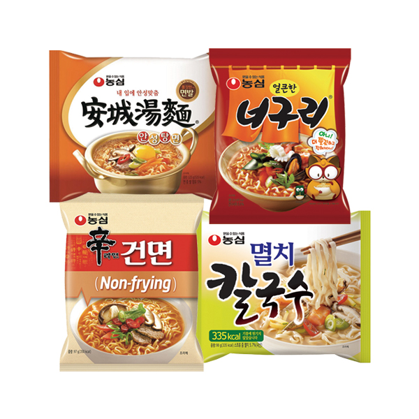 농심 신라면 건면 5입 + 안성탕면 5입 + 너구리 5입 + 멸치 칼국수 5입