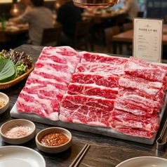 푸짐한 소고기 고기집 3대장 갈비살 살치살 우삼겹 소고기 3종 세트 600g