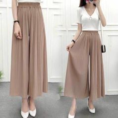 세레니티 밴딩 와이드 플리츠 팬츠 여성 여름 봄 바지 홈웨어 빅사이즈