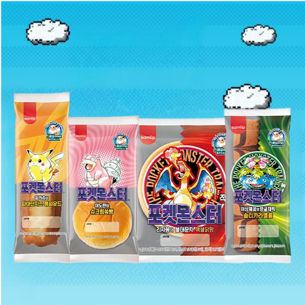 삼립 Since1996 포켓몬 띠부씰빵 4종 12봉 (이상해꽃/리자몽/야도란/피카츄)
