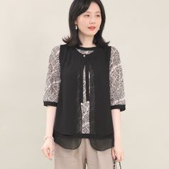 애비뉴투지 엄마옷 진주 드랍 쉬폰 시스루 날개 여성 봄 여름 숏 조끼 V05402