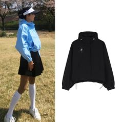 보스케 여성 봄 여름 골프 세미 크롭 후드 바람막이 점퍼 L2579