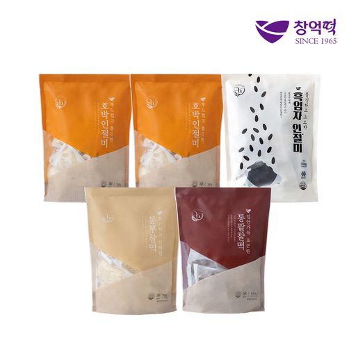 창억모둠떡 4종 5봉/총 50개(호박인절미X2+흑임자인절미+동부찰떡+통팥찰떡)구매 후 5% 적립