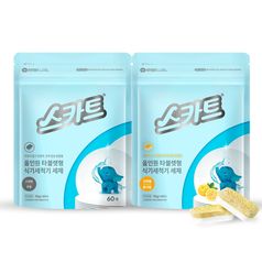 유한킴벌리 스카트 올인원 타블렛 식기세척기 세제 10g 60개 x 2팩 (무향/유자향)