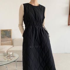 |KSO2DB8|티인브 윈터 A라인 패딩 민소매 긴원피스 여성 스트링