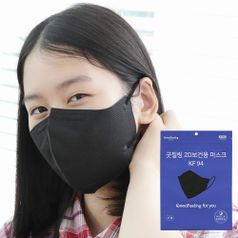 굿필링 컬러 새부리형 마스크 KF94 대형 블랙 25매x4봉