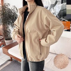 블레오 여성 가을 겨울 오버핏 기본 데일리 긴팔 퍼 집업 자켓