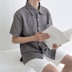 블레오 남자 여름 기본 무지 옆트임 데일리 반팔 남방 셔츠