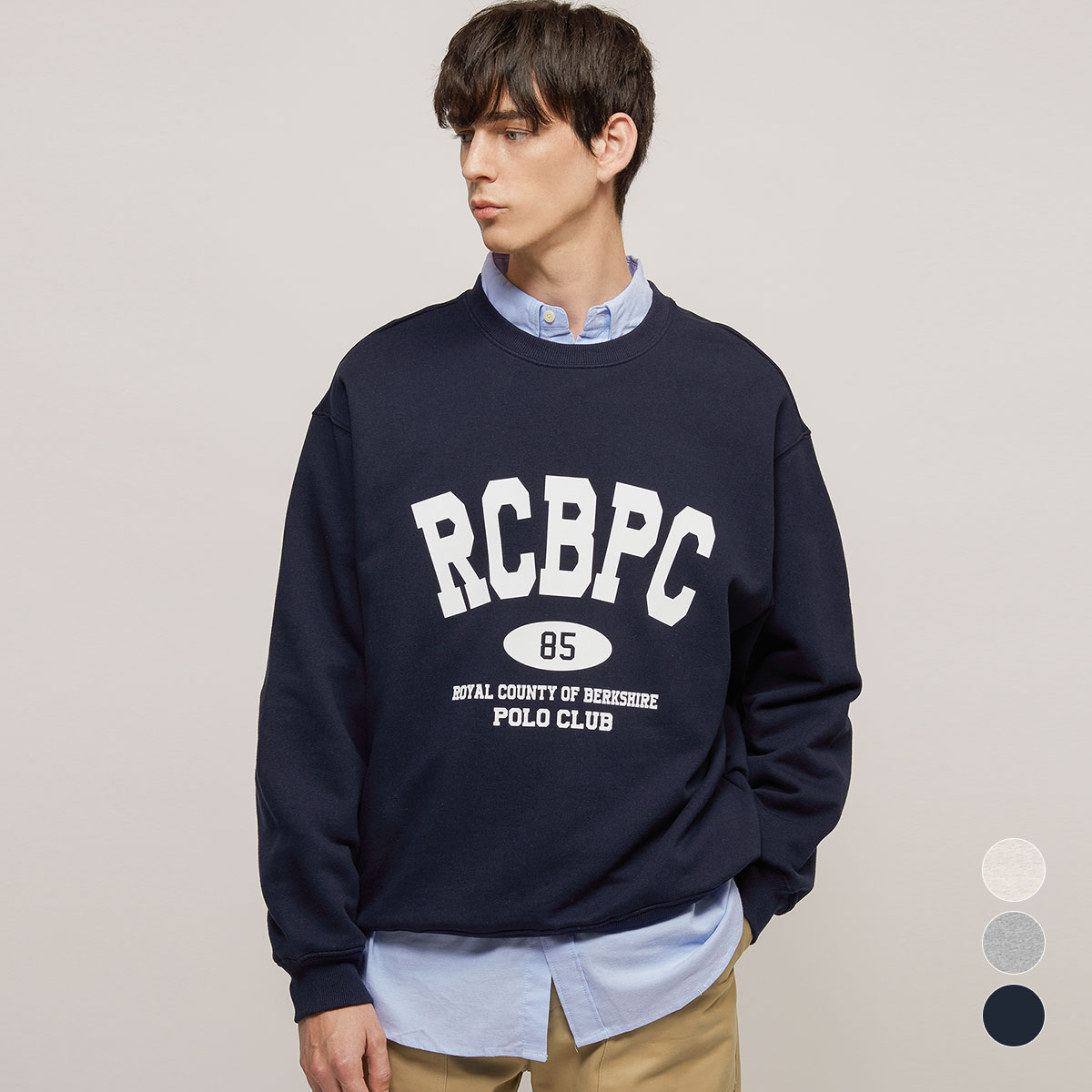 RCB폴로클럽 남녀공용 RCBPC 85 그래픽 크루넥 맨투맨 티셔츠 3color