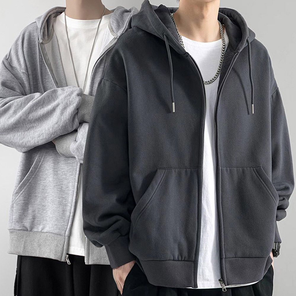 깔끔한 기본 디자인 무지 남성 데일리 후드 집업 [WDDFBA0]