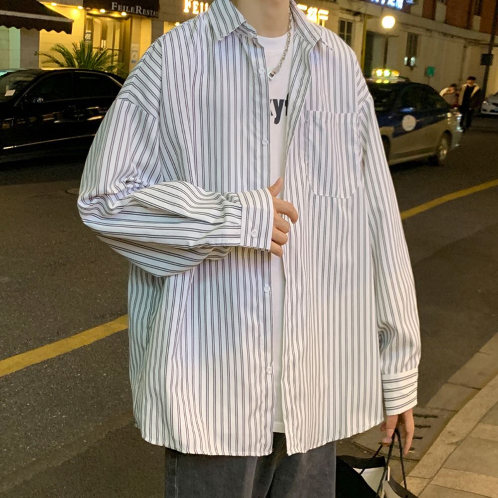 루즈핏레이어드셔츠 캐주얼셔츠 남여공용 오버핏셔츠 [WFFKBTT]