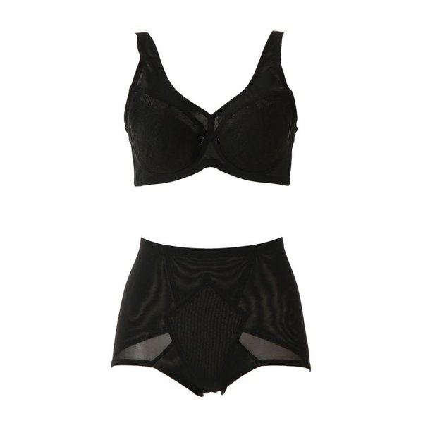 (주)신영와코루 [갤러리아] 바디미 Q10 블랙 풀커버 보정브라EF컵+삼각거들 세트 VGBM164EF+VGRMS
