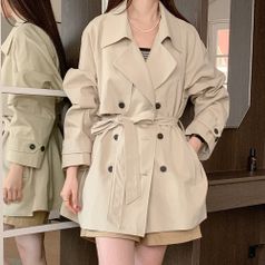 여자 숏트렌치 오버랩 박스핏 나들이 SS 코트