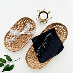 수제 오발 라탄 트레이 1세트 대형 소형사이즈 2P 베트남 완제품