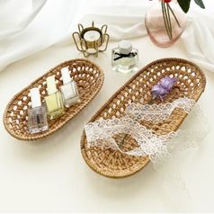 수제 오발 라탄 트레이 대형 소형 사이즈 베트남 수제품