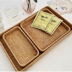 베트남 수제 사각 라탄 트레이 소형 중형 천연재료 라탄 수공예