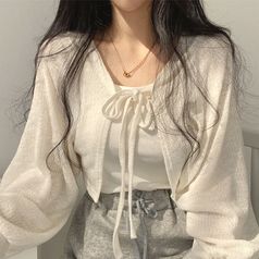 볼레로가디건 여성 여름가디건 베이직 숏 크롭