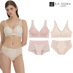라보라 여성 속옷 세트 플러스커버 노와이어 브라팬티 4종세트