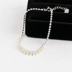 여성 구슬 큐빅 실버 장식 코디 팔찌