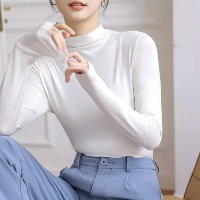 반폴라 모달티셔츠 가을 겨울 여성목티 얇은폴라티 [WD93C96]