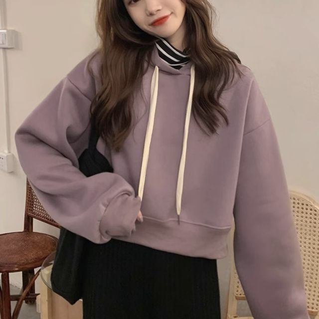 여성 기모 후드티 캐주얼 크롭 후드티 모자티 [WD790D1]
