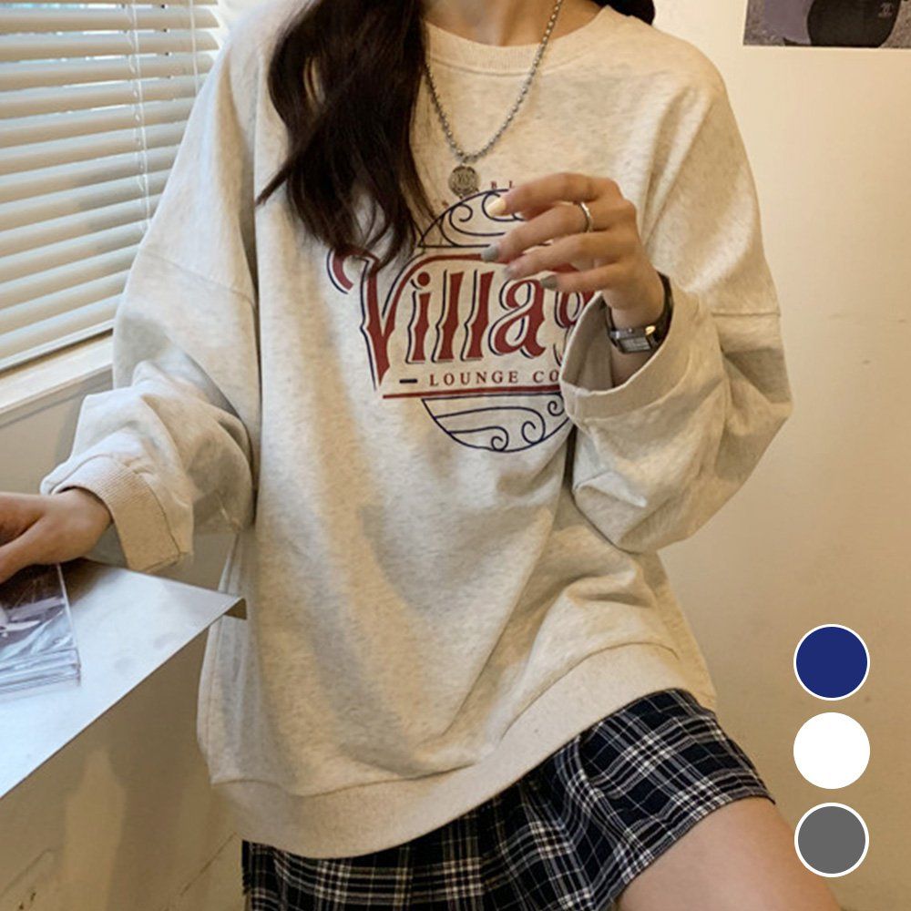 여성 영문 프린팅 포인트 기모 레이어드 긴팔 티셔츠 [WAF6086]
