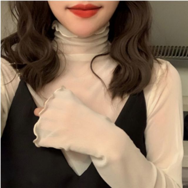 시스루 망사 티셔츠 블라우스 레이어드 이너 꼬박이 [WD8AD28]