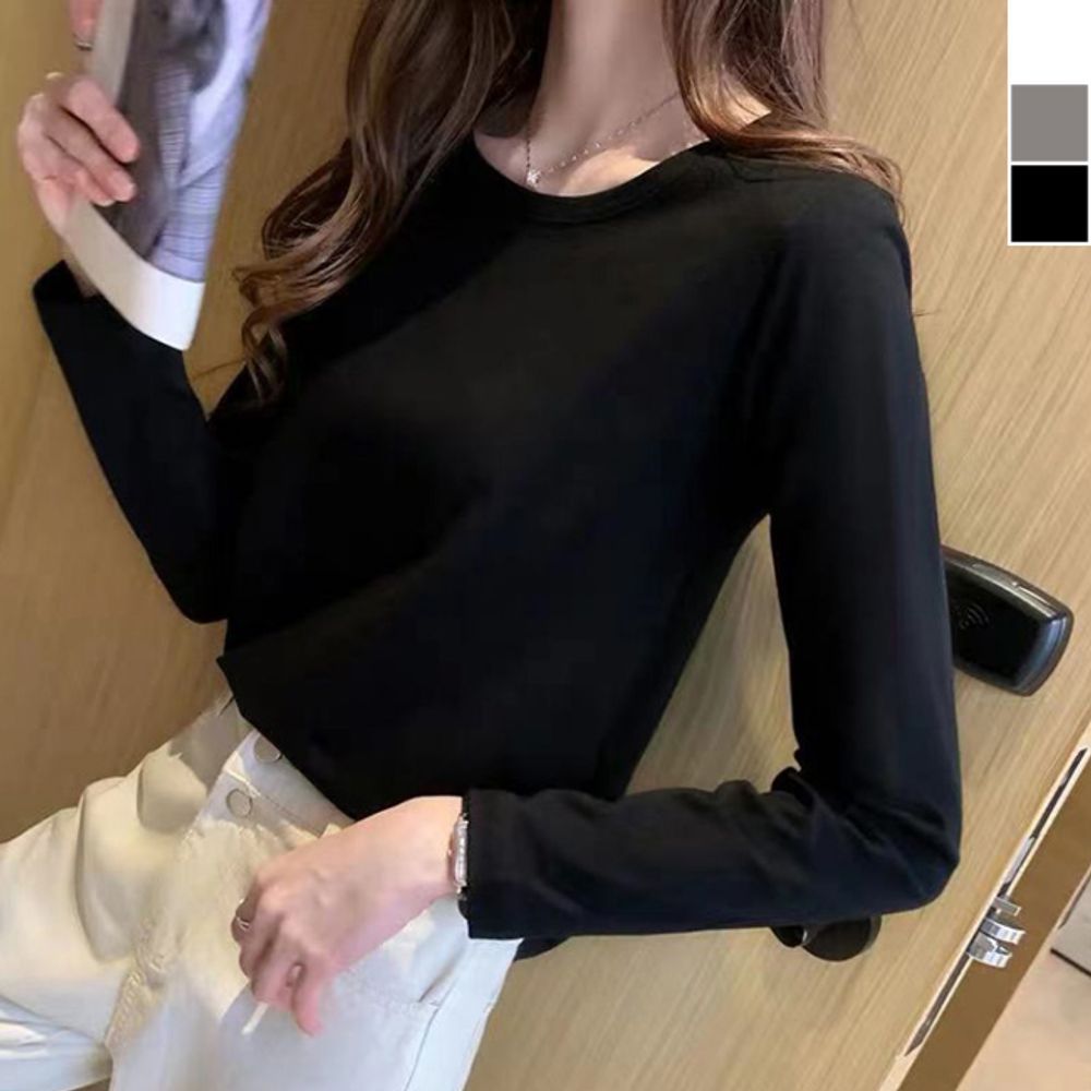 무지티 1P 티셔츠 심플 라운드티셔츠 여성 라운드모달 [WD9121B]