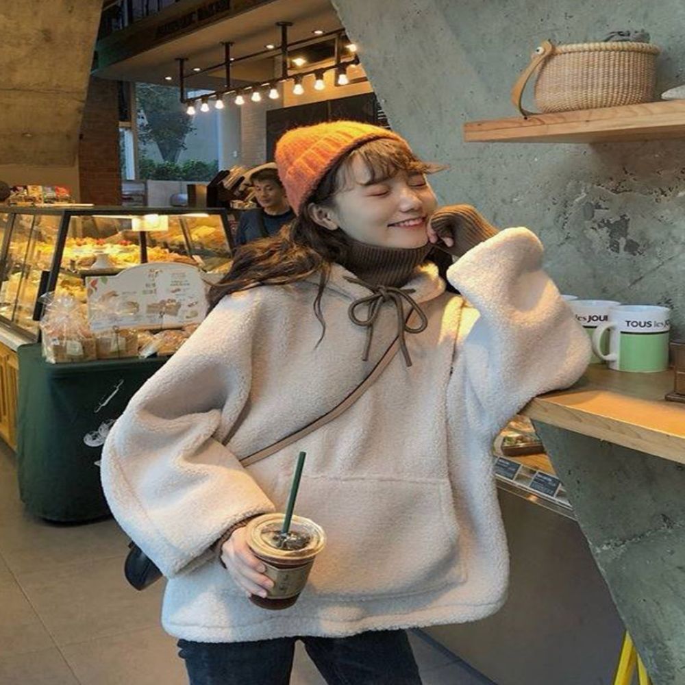 여자 기모후드티 2컬러 양털후드 보아털 뽀그리후드티 [WCE7230]