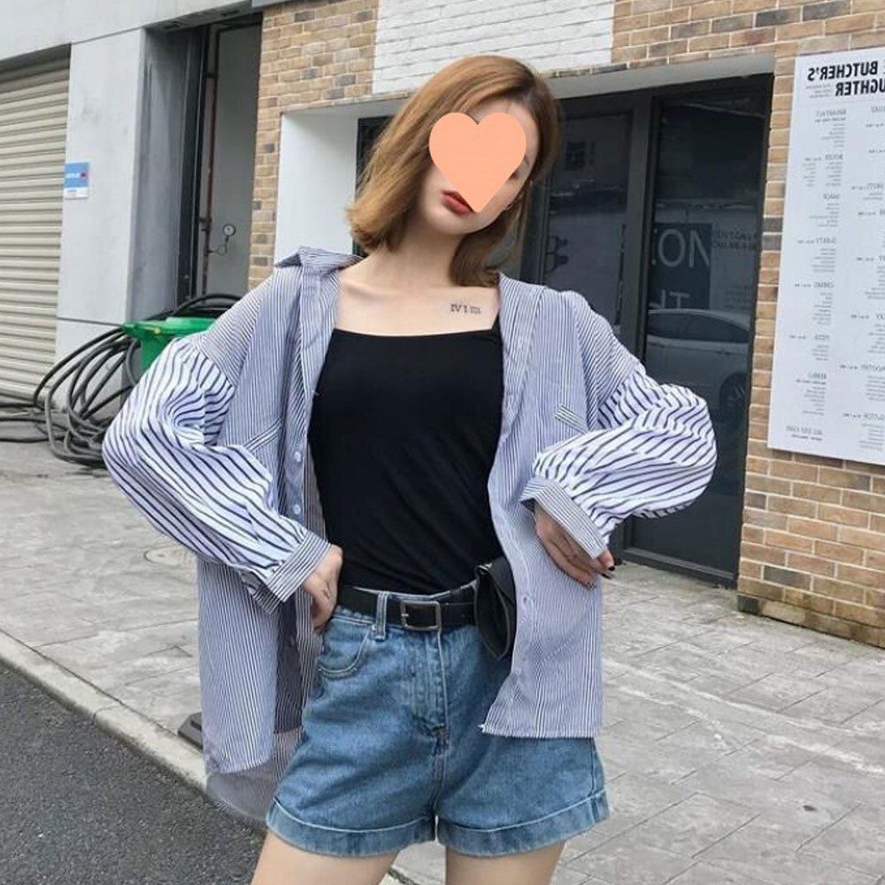 데일리 여성 여름 간절기 루즈핏 스트라이프 셔츠 [WFB87C9]