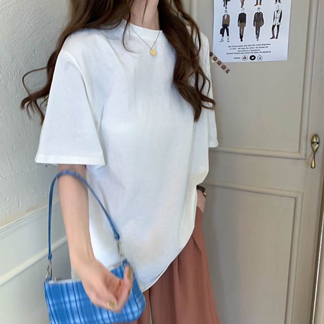 여성 루즈핏 무지 반팔티 박스티 기본티 [WC64F39]